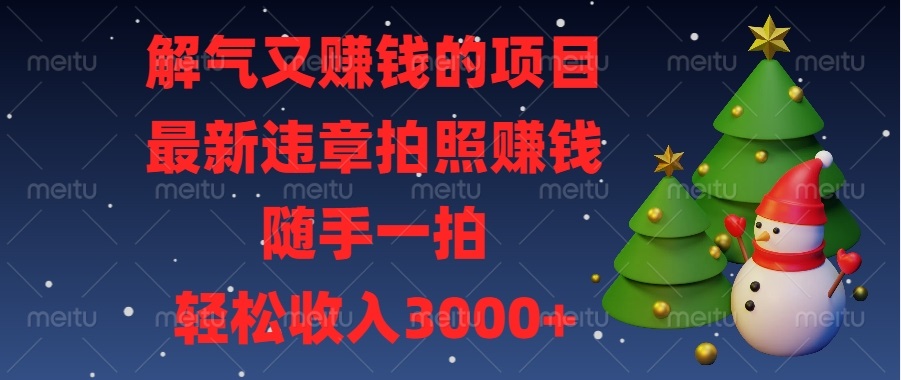 解气又赚钱的项目，最新违章拍照赚钱，随手一拍，轻松收入3000+-小艾项目网