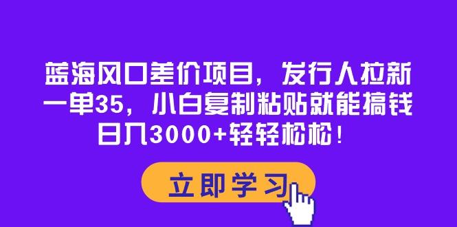 蓝海风口差价项目，发行人拉新，一单35，小白复制粘贴就能搞钱！日入30...-小艾项目网