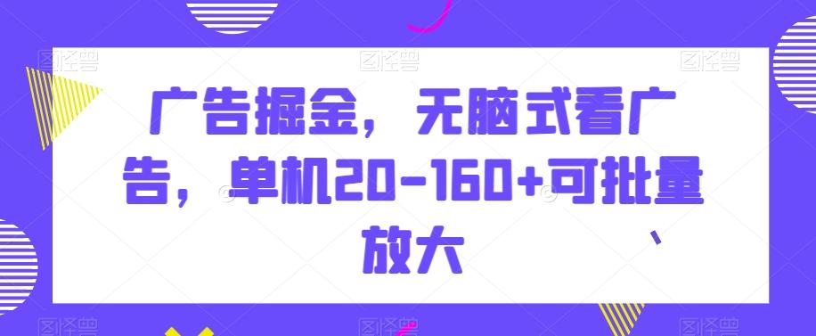 广告掘金，无脑式看广告，单机20-160+可批量放大【揭秘】-小艾项目网