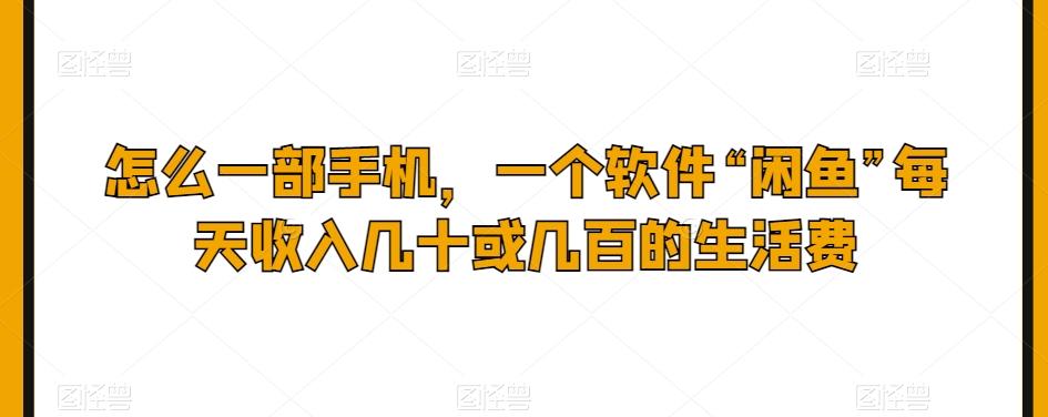 怎么一部手机，一个软件“闲鱼”每天收入几十或几百的生活费-小艾项目网