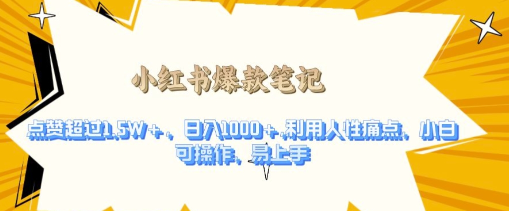 利用人性的痛点，打造爆款笔记，获得点赞超过1.5W+，日入1k【揭秘】-小艾项目网