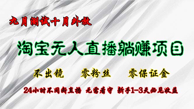 淘宝无人直播最新玩法，九月测试十月外放，不出镜零粉丝零保证金，24小...-小艾项目网