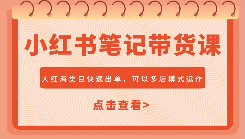 小红书笔记带货课，大红海类目快速出单，市场大，可以多店模式运作-小艾项目网