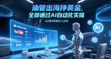 油管出海挣美金，全部通过AI自动化实操，从0到1实现月入过W-小艾项目网