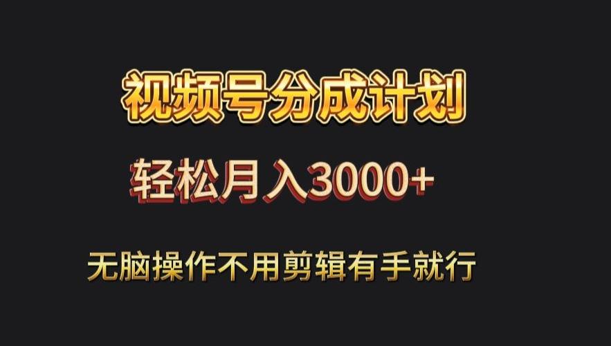 视频号流量分成，不用剪辑，有手就行，轻松月入2000+-小艾项目网