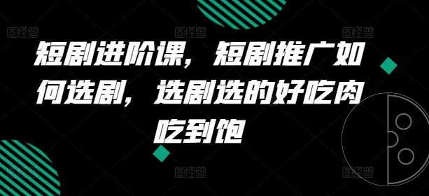 短剧进阶课，短剧推广如何选剧，选剧选的好吃肉吃到饱-小艾项目网