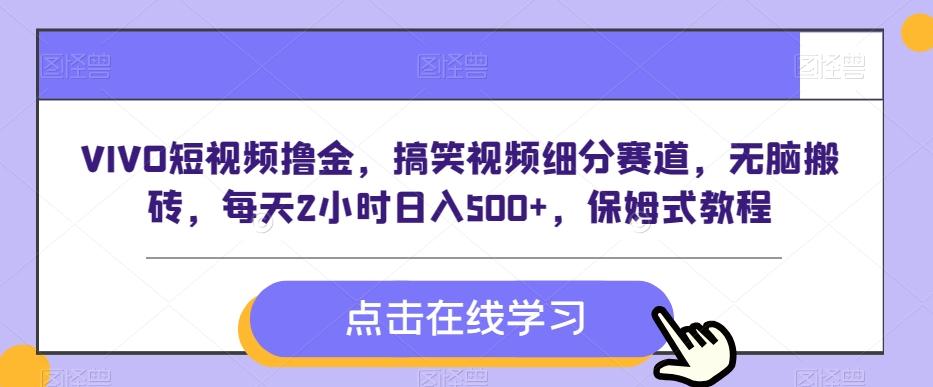 VIVO短视频撸金，搞笑视频细分赛道，无脑搬砖，每天2小时日入500+，保姆式教程-小艾项目网