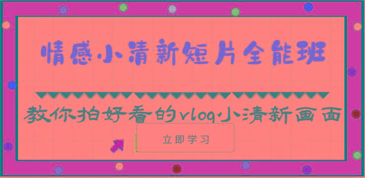 情感小清新短片全能班-教你拍好看的vlog小清新画面(30节课)-小艾项目网