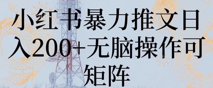 小红书暴力推文日入200+无脑操作可矩阵【揭秘】-小艾项目网
