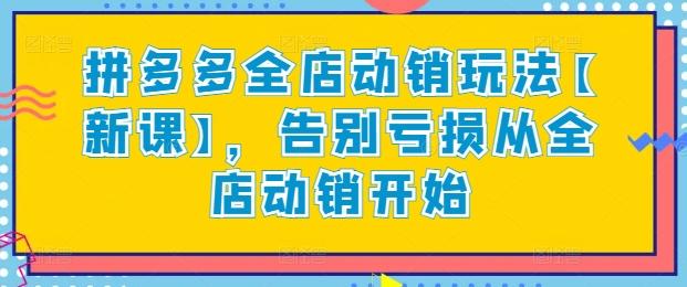 拼多多全店动销玩法【新课】，告别亏损从全店动销开始-小艾项目网