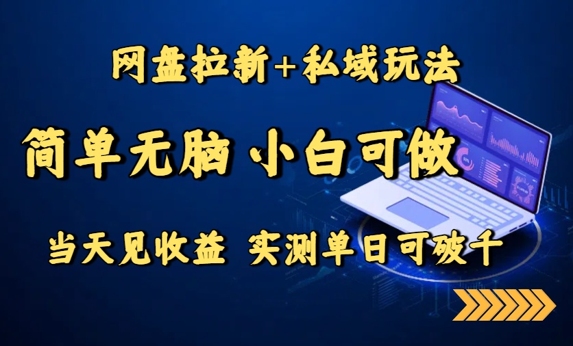 网盘拉新+私域玩法，简单无脑，小白可做，当天见收益，实测单日可破千-小艾项目网