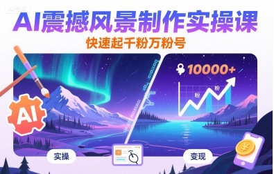 AI震撼风景制作实操课，快速起千粉万粉号-小艾项目网