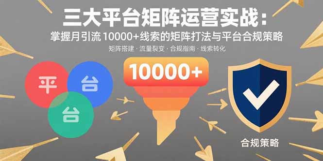 三大平台矩阵运营实战：掌握月引流10000+线索的矩阵打法与平台合规策略-小艾项目网