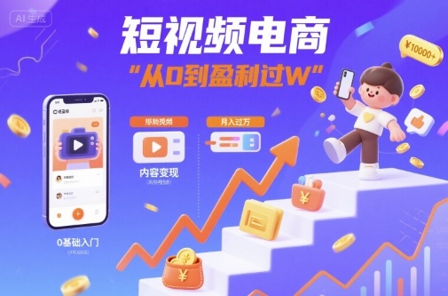 短视频电商：短视频变现从0到盈利过W-小艾项目网