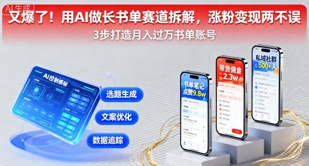又爆了！用AI做长书单赛道拆解，涨粉变现两不误-小艾项目网