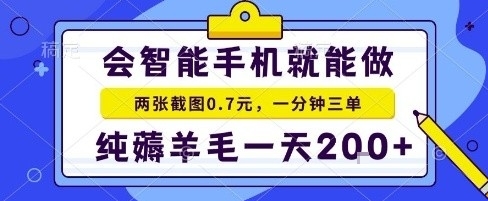 手机项目,二十秒一单,纯薅羊毛一天2张+做就有【揭秘】