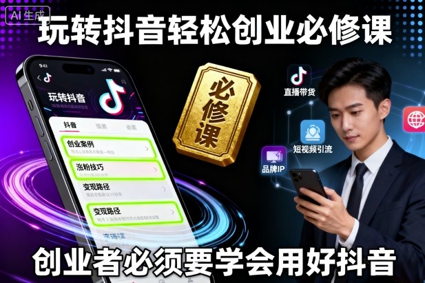 玩转抖音轻松创业必修课，创业者必须要学会用好抖音-小艾项目网