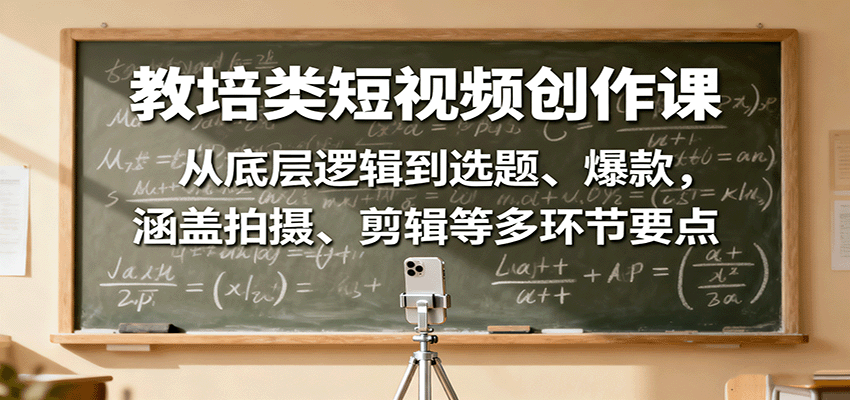 教培类短视频创作课：从底层逻辑到选题、爆款，涵盖拍摄、剪辑等多环节要点-小艾项目网