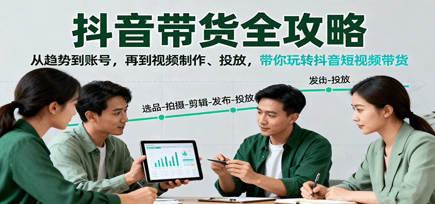 抖音带货全攻略：从趋势到账号，再到视频制作、投放，带你玩转抖音短视频带货-小艾项目网