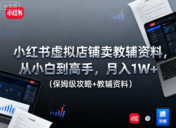 小红书虚拟店铺卖教辅资料，从小白到高手，月入1W+(保姆级攻略+教辅资料)-小艾项目网