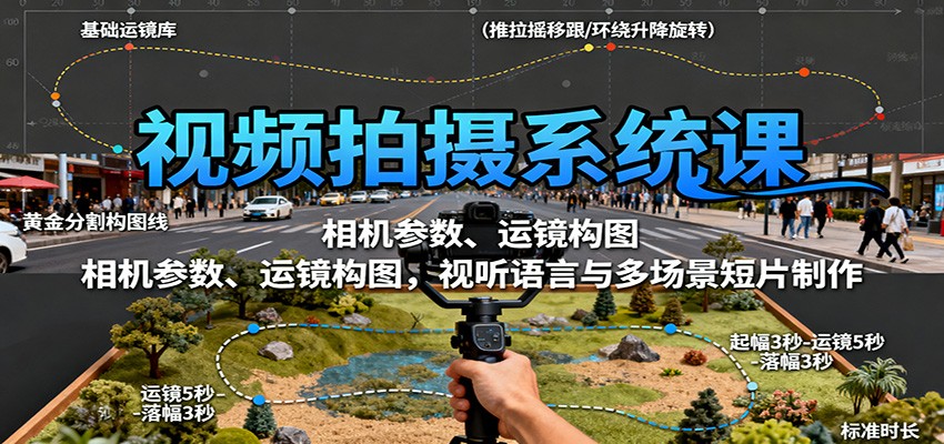视频拍摄系统课：相机参数、运镜构图，视听语言与多场景短片制作-小艾项目网