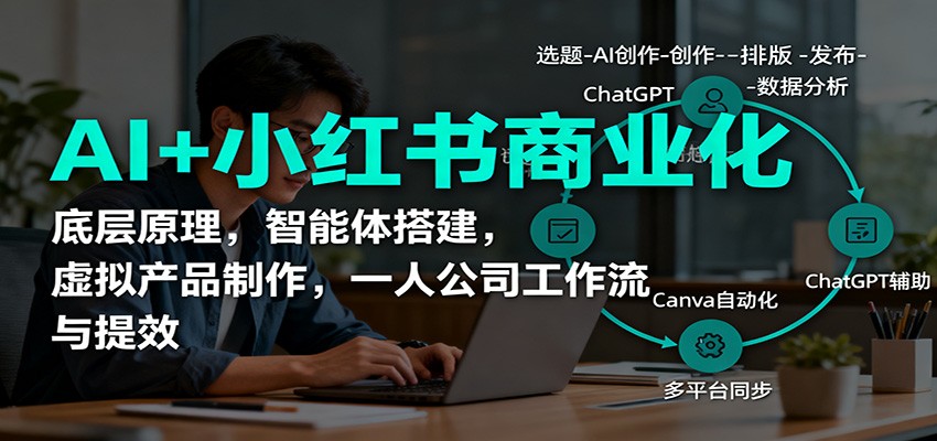 AI+小红书商业化，底层原理，智能体搭建，虚拟产品制作，一人公司工作流与提效-小艾项目网