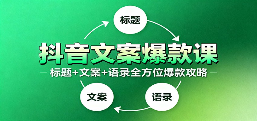 抖音文案爆款课：9大标题绝招，各类型必火文案，100条万能文案情感语录-小艾项目网