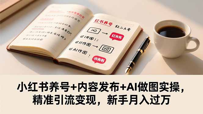 小红书养号+内容发布+AI做图实操，精准引流变现，新手月入过万-小艾项目网