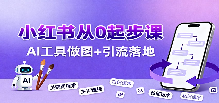 小红书引流从0起步，养号、内容发布、运营、AI工具做图，引流落地-小艾项目网