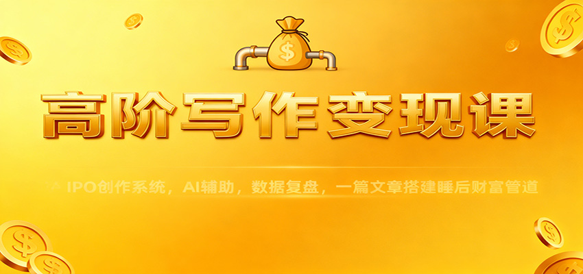 高阶写作变现课：IPO创作系统，AI辅助，数据复盘，一篇文章搭建睡后财富管道-小艾项目网