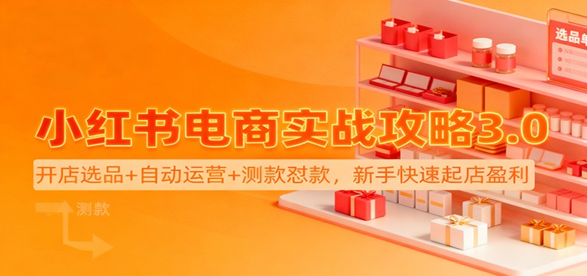 小红书电商实战攻略3.0：开店选品+自动运营+测款怼款，新手快速起店盈利-小艾项目网