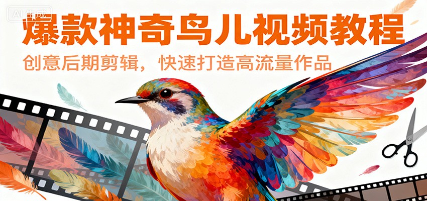 爆款神奇鸟儿视频教程，创意后期剪辑，快速打造高流量作品-小艾项目网