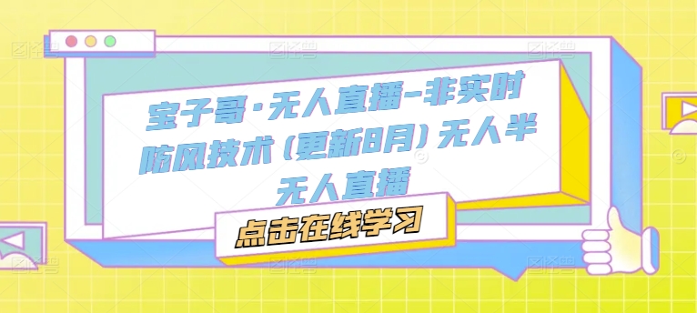 宝子哥·无人直播-非实时防风技术(更新25年12月)无人半无人直播-小艾项目网