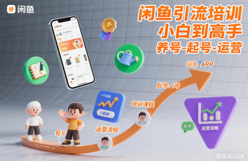 闲鱼引流培训，小白到高手，养号-起号-运营-小艾项目网