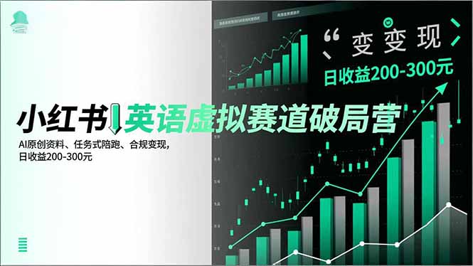 小红书英语虚拟赛道破局营，AI原创资料、任务式陪跑、合规变现，日收益200-300元-小艾项目网