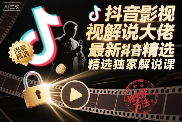 抖音影视解说大佬最新抖音进精选和独家方法，精选独家解说课(更新12月)-小艾项目网