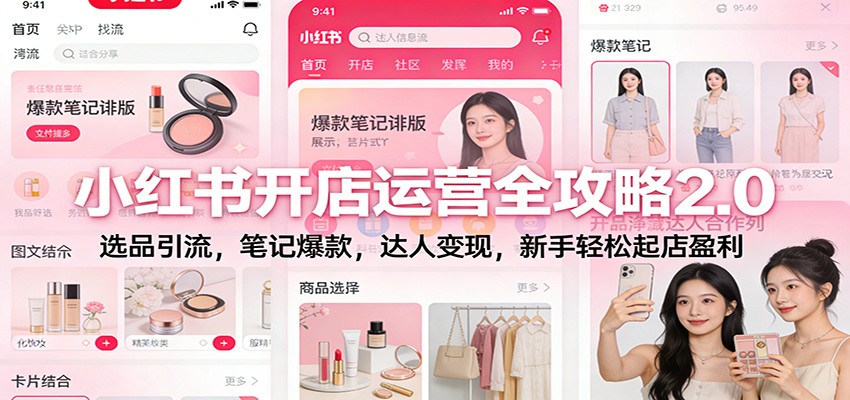 小红书开店运营全攻略2.0：选品引流，笔记爆款，达人变现，新手轻松起店盈利-小艾项目网