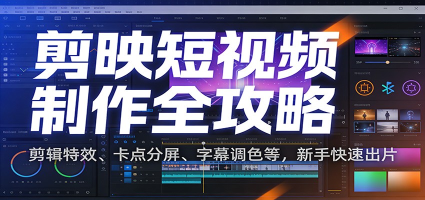 剪映短视频制作全攻略：剪辑特效、卡点分屏、字幕调色等，新手快速出片-小艾项目网