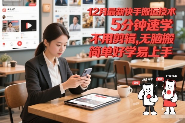12月最新快手搬运技术，5分钟速学，不用剪辑无脑搬，简单好学易上手-小艾项目网