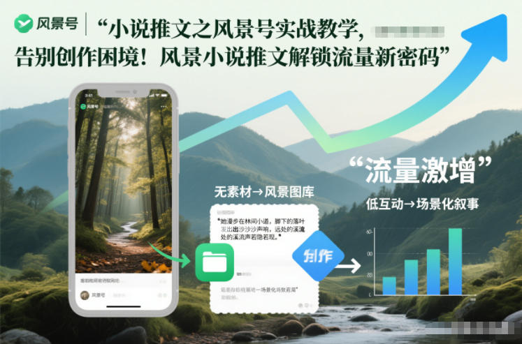 小说推文之风景号实战教学，告别创作困境！风景小说推文解锁流量新密码-小艾项目网