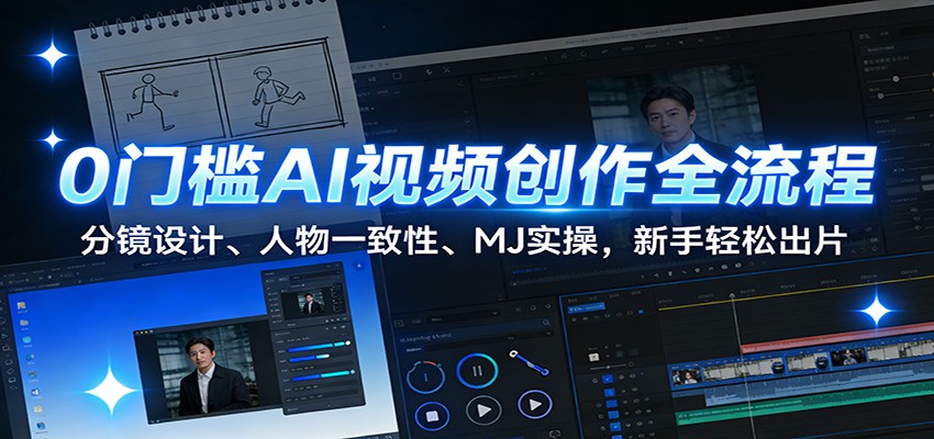 0门槛AI视频创作全流程：分镜设计、人物一致性、MJ实操，新手轻松出片-小艾项目网
