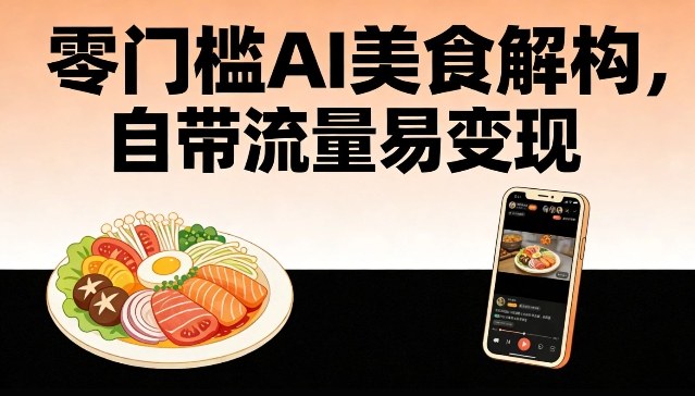 零门槛AI美食解构，自带流量易变现-小艾项目网