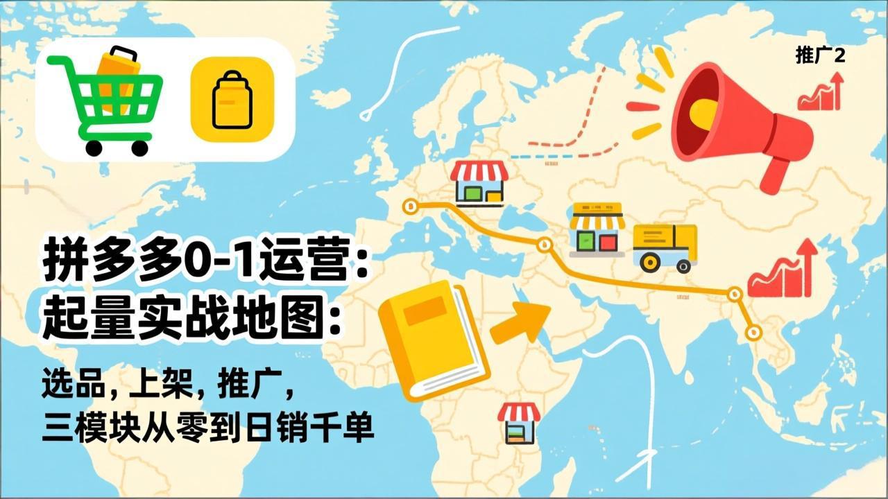拼多多0-1运营：起量实战地图：选品，上架，推广，三模块从零到日销千单-小艾项目网
