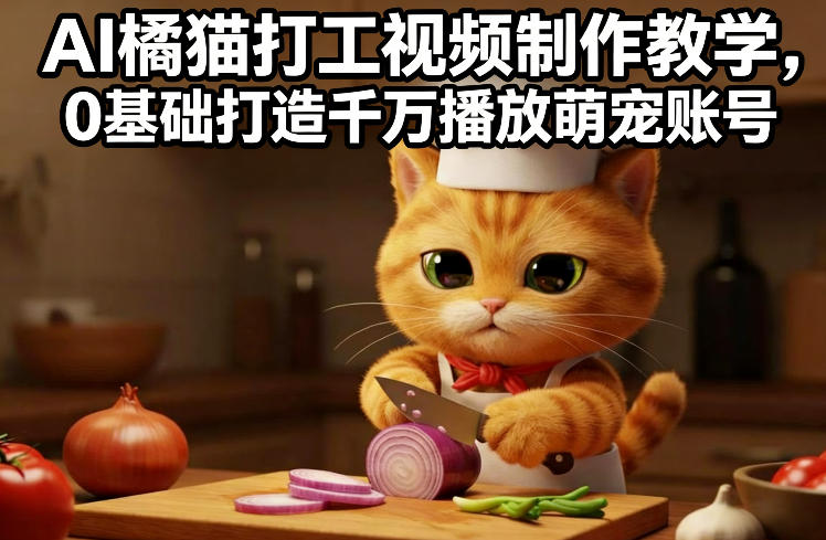 AI橘猫打工视频制作教学,流量狂飙,0基础打造千万播放萌宠账号