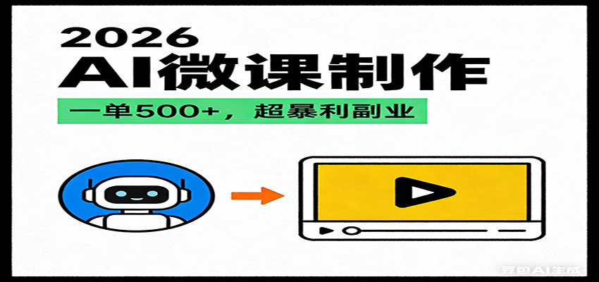 2026AI 风口最稳副业：微课代写制作，一单 500+，人人可做的蓝海项目-小艾项目网