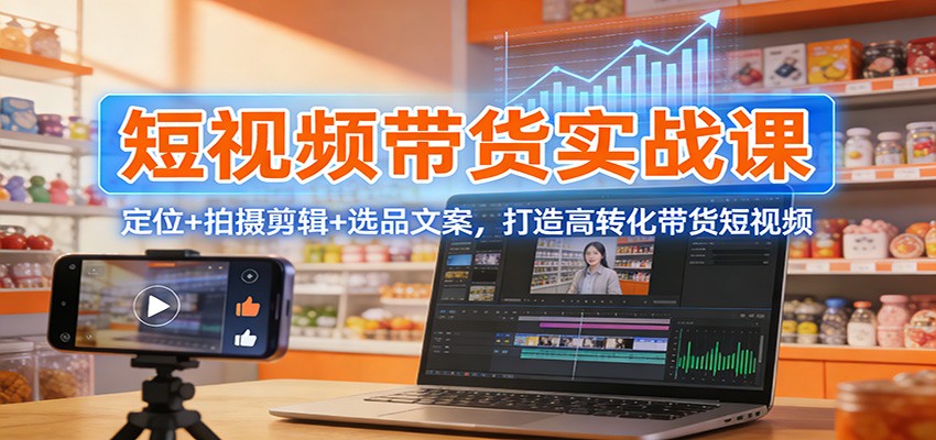 短视频带货实战课：定位+拍摄剪辑+选品文案，打造高转化带货短视频-小艾项目网