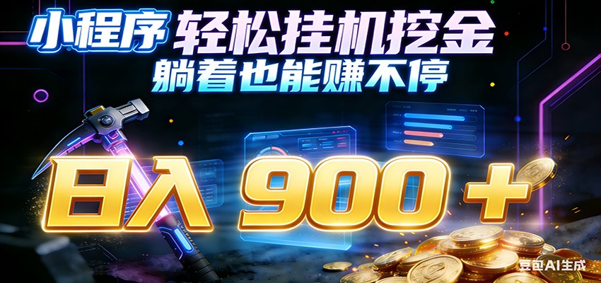 小程序挂机挖金，自动赚金币换现金，多号并行日入900+，轻松搞副业-小艾项目网