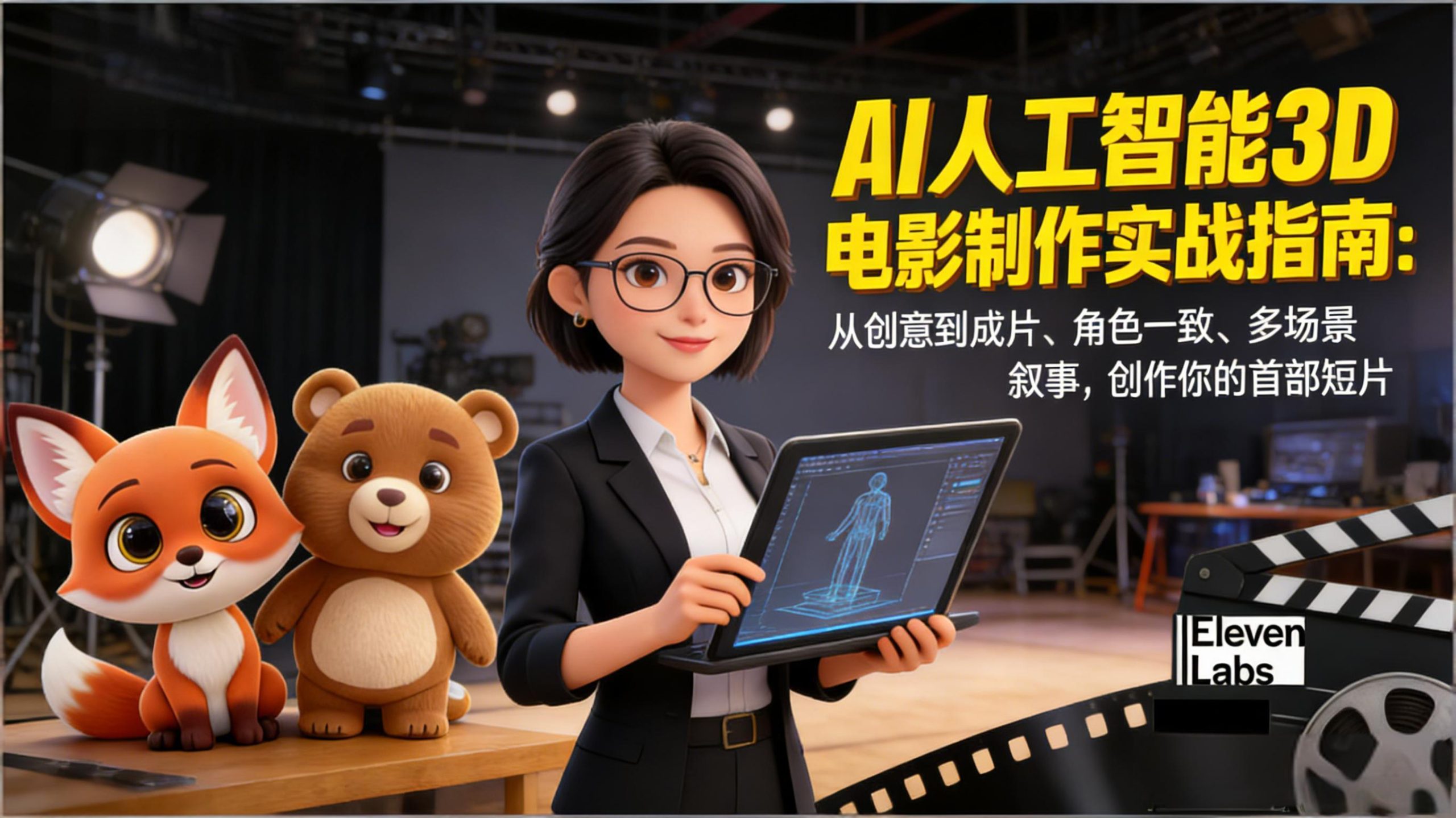 AI人工智能3D电影制作实战指南:从创意到成片、角色一致、多场景叙事,创作你的首部短片-小艾项目网