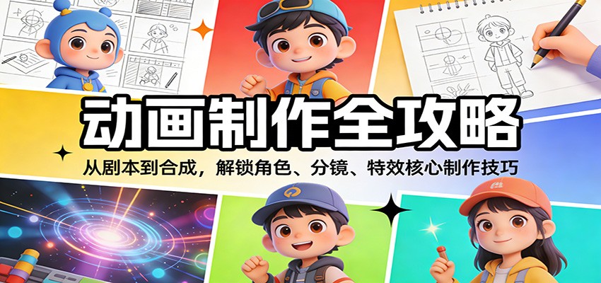 动画制作全攻略：从剧本到合成，解锁角色、分镜、特效核心制作技巧-小艾项目网