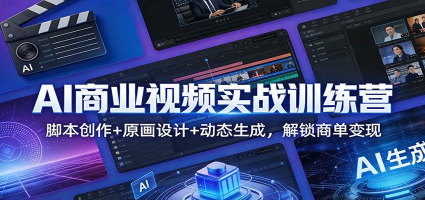AI商业视频实战训练营：脚本创作+原画设计+动态生成，解锁商单变现-小艾项目网